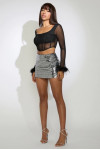 LINDSEY MINI SKIRT - SILVER WITH VILLA BUSTIER - BLACK